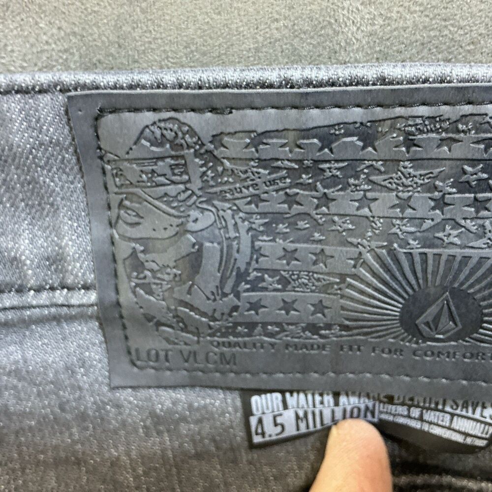 Volcom Gray Jeans Men’s 38 X 32 Solver Embroidered Logo Skateboarding Pants